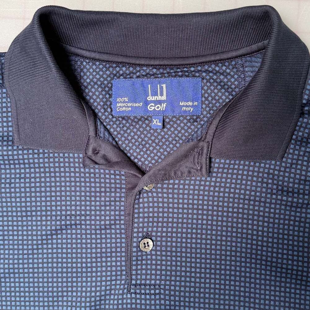 Dunhill Golf Luxury Polo Shirt XL Micro Check Mercerised Cotton Made in Italy